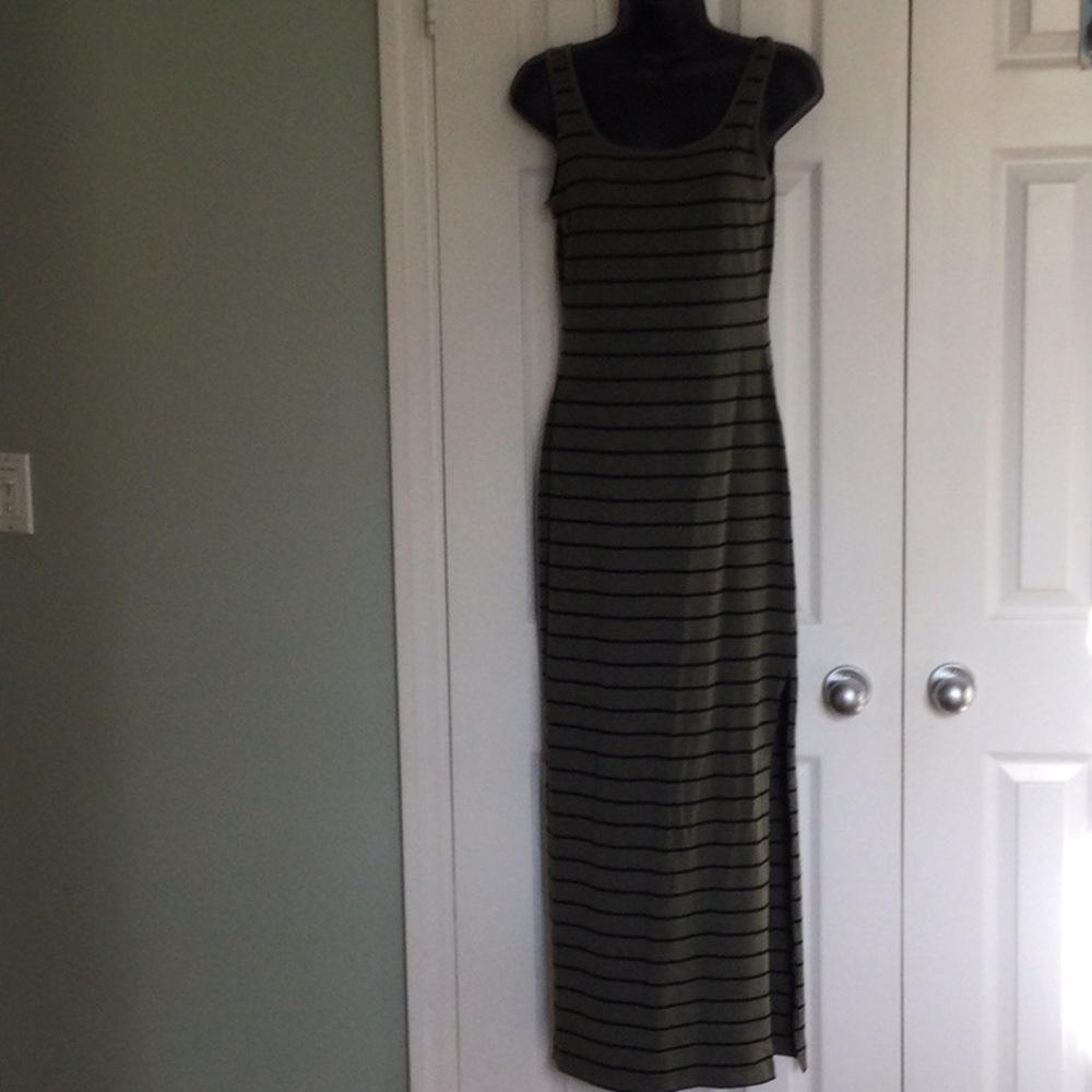 Smart Set Black and Green Striped Maxi Dress